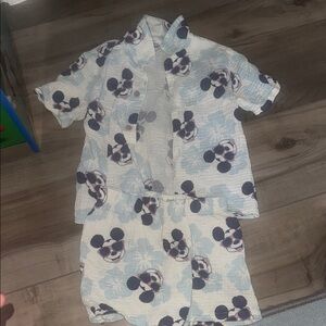 Disney Blue and White Pajama Sets with Mickey Mouse Design
